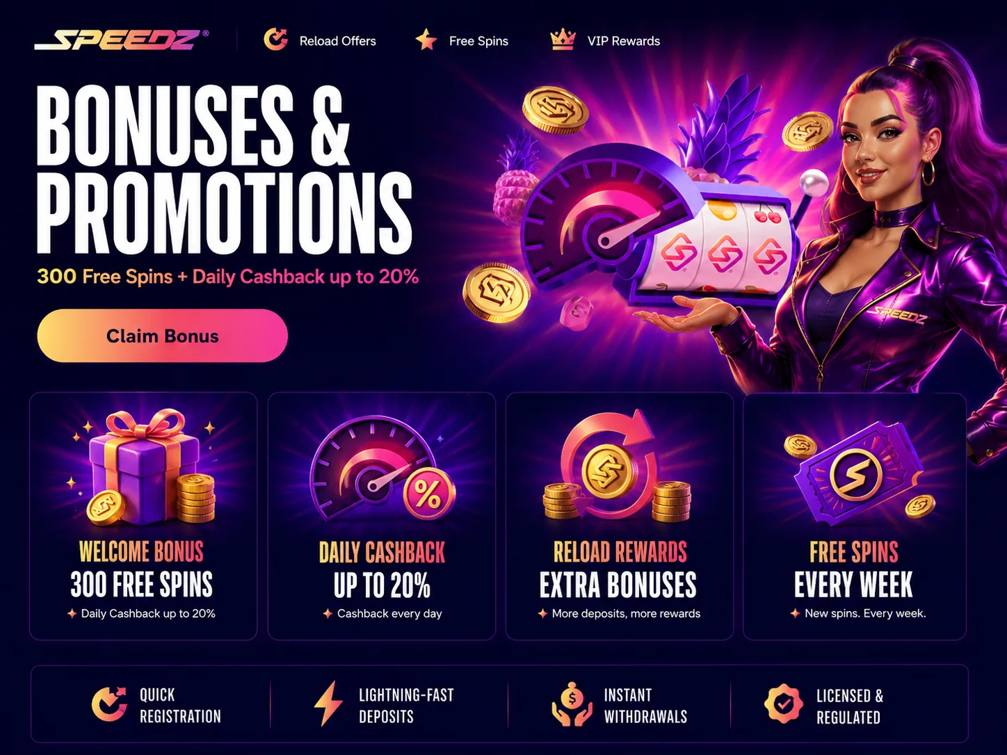 Speedz Casino bonuses and promotions visual